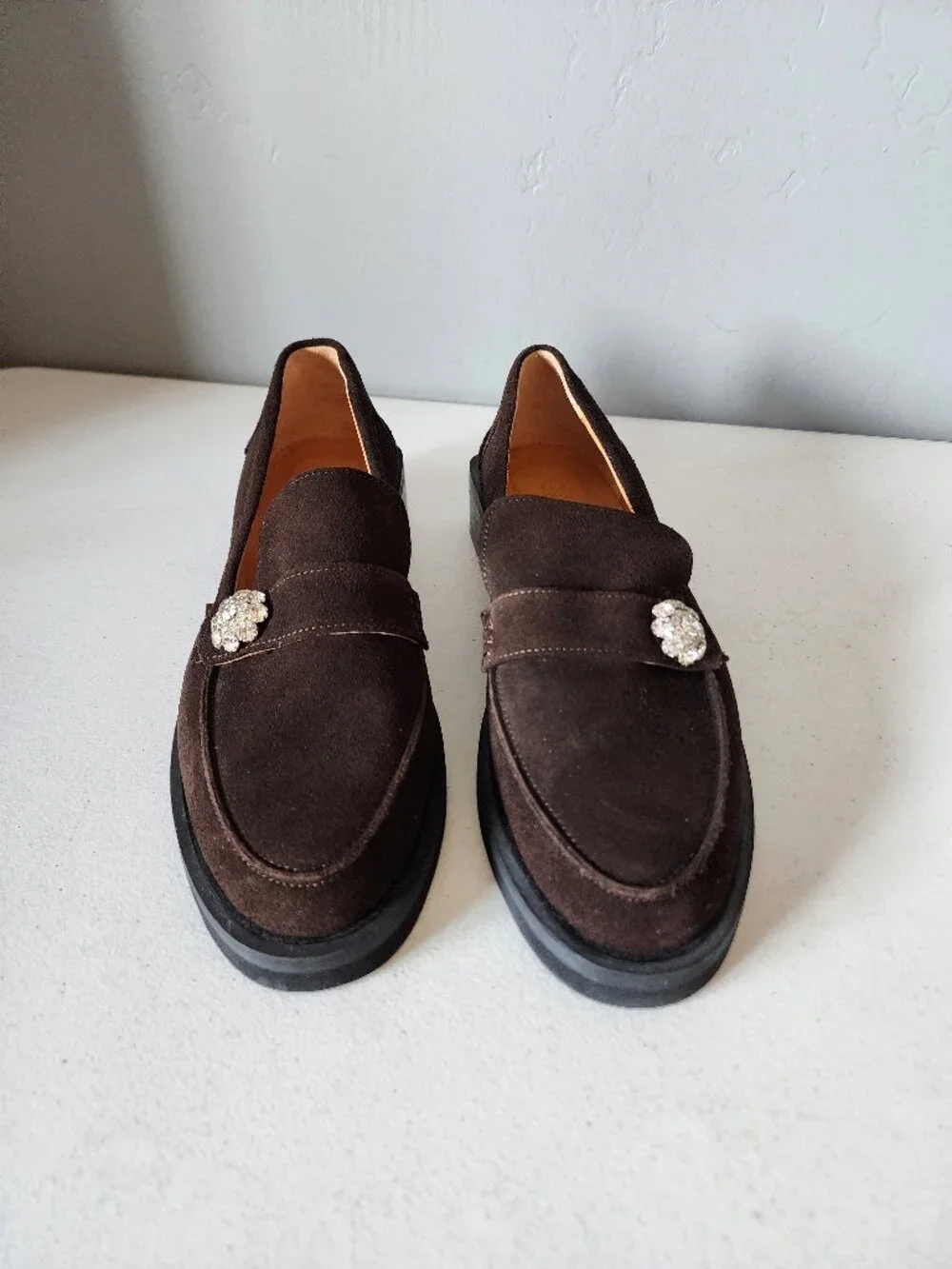 Ganni Brown Suede Loafer 